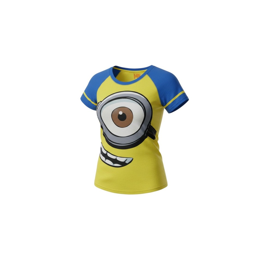 Despicable Me Sleep Shirt Girls Medium Yellow Blue Minion Graphic Raglan Tee